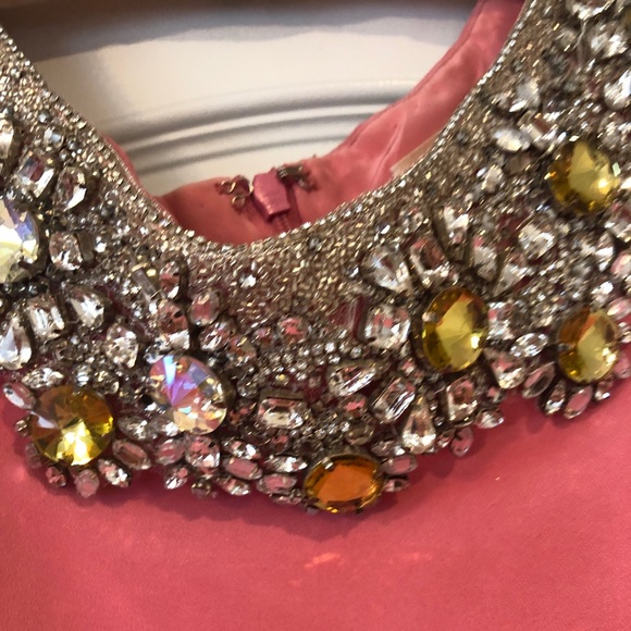 Marchesa couture pink cocktail bejeweled dress - Picture 4 of 5